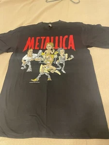 Vintage 96/97 Metallica Tour Cartoon Black T-shirt XL Giant Tag Old Stock - Picture 1 of 7
