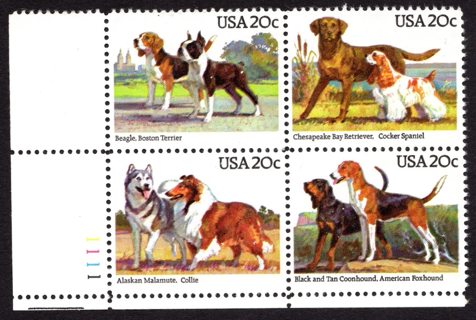 Scott #2101a (2098-2101) Dogs (Retrievers) Plate Block of 4 Stamps - MNH LL - Image 1 of 1