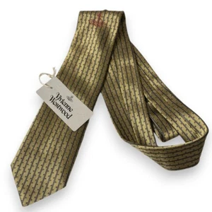 Vivienne Westwood Men's Tie Yellow Silk Made in Italy New With Tag Free Shipping - Picture 1 of 8