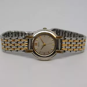 SEIKO V701-1791 Two Tone Quartz Analog Women's Watch Sz. 6 3/4" New Battery - Picture 1 of 10