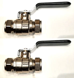 Compression 15mm Full Bore Isolating Ball Valve Lever x2 - Picture 1 of 1