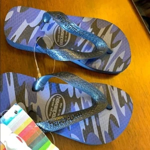 Havaianas Flip Flops NWT New 25 26 27 28 9 10 Blue Camo Sandals - Picture 1 of 7