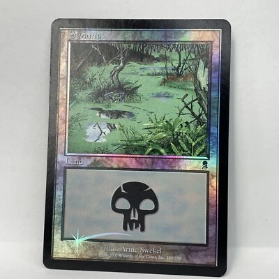 MTG FOIL Swamp Land Card Odyssey 340/350 Black  Magic the Gathering Card - Image 1 of 3