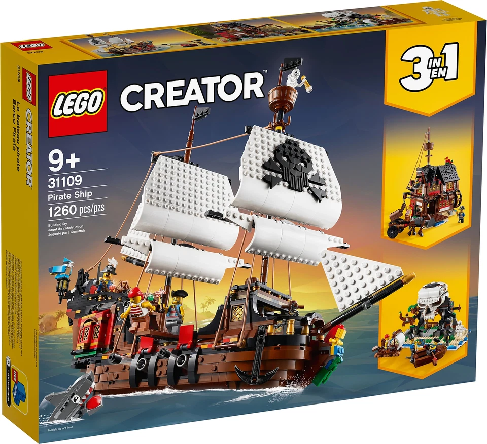 LEGO Creator 3 in 1 Pirate Ship Building Set Features 4 Minifigures and Shark - Image 1 of 1