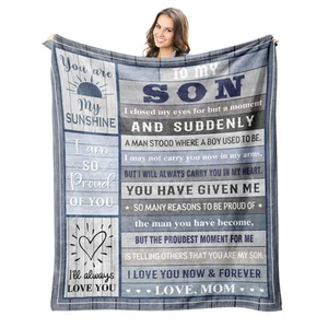 Gifts for Son Blankets - Fathers Day Son Gifts from Mom - Birthday Gifts for ... - Picture 1 of 7