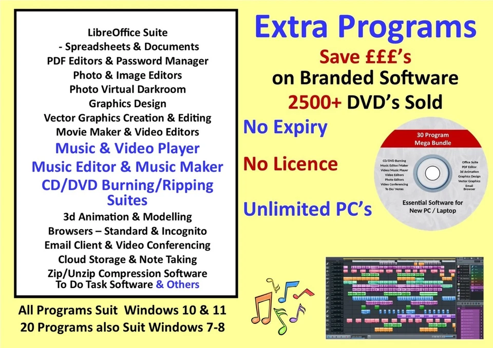 Music Audio Editing Mixing Suite Software 30 PROGRAM DVD Creation Multi-Track - Image 1 of 4