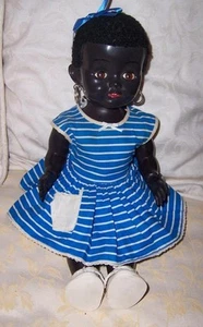 PEDIGREE black HP WALKER DOLL 16" ORIGINAL blue white DRESS - Picture 1 of 1