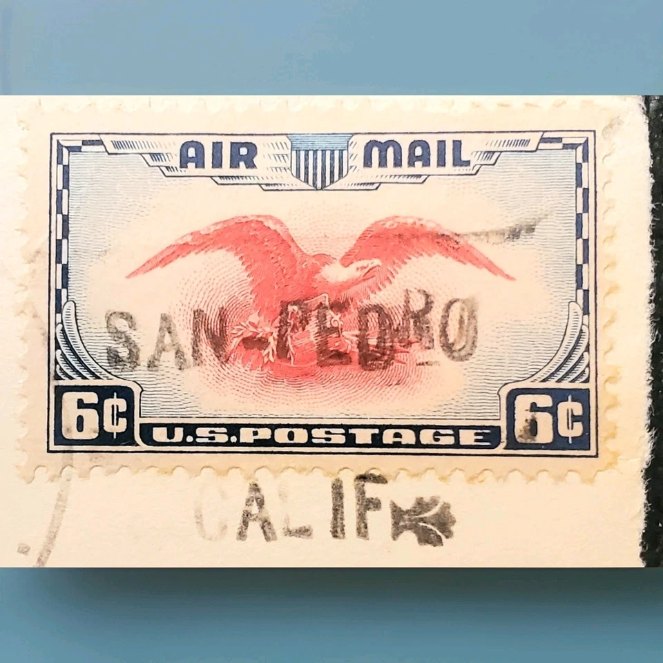 US Vintage Stamp C23c Ultramarine Carmine,San Pedro, California Canceled - Image 1 of 1