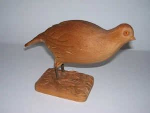Vintage Hand Carved Wood Partridge Hen Statue Sculpture Natural Wood - Picture 1 of 5