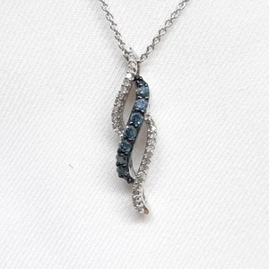 Genuine .52ctw Fancy Blue & I-I2 Diamond 925 Sterling Silver Necklace 3.2g - Picture 1 of 4