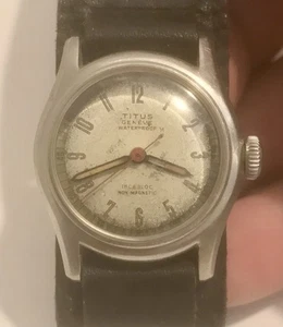 Vintage WW2 Era Military Style Titus Geneve 17j Men’s Watch PARTS / REPAIR 29mm - Picture 1 of 10