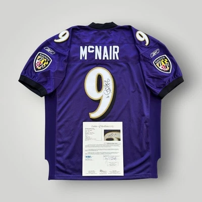Camiseta deportiva Reebok Steve McNair Baltimore Ravens firmada púrpura auténtica - JSA completa Foto 1 de 4