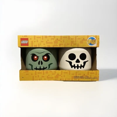 Lego Large Storage Heads 2-pc Set Skeleton, Green Zombie Skeleton | New - Image 1 of 3