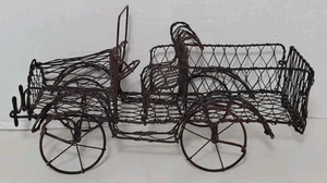 Arte Popolare Filo Auto Camion Auto Decorazione Fioriera Casale Scultura Vintage - Foto 1 di 9