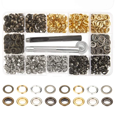 4 Colors Grommets Kit 400 Sets 1/4 Inch,  Metal Eyelets with 3 Pieces Inst - Image 1 of 4