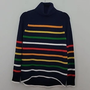  J. Crew Navy multistriped soft yarn wool blend tuttleneck sweater Sz XS NWT  - Picture 1 of 10