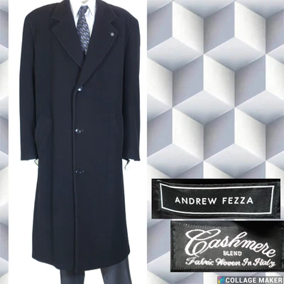 ANDREW FEZZA~EC!!~ABRIGO TEJIDO ITALIANO 46L MEZCLA CACHEMIR NEGRO PARA HOMBRE Foto 1 de 4