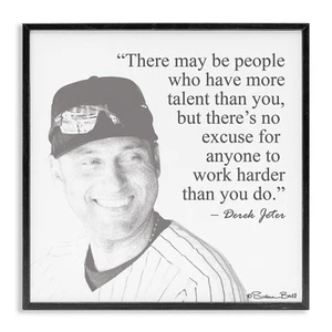 Black and White Work Hard Derek Jeter Quote Wall Art, 12 x 12, Multi-Color - Picture 1 of 9