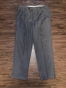 Canali Pants Mens 52 Gray Wool Dress Trousers Pleated Cuffed Lined Made in Italy - Picture 1 of 6