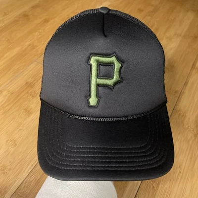 Pittsburgh Piratas Cuerda Negra Parcial Espuma Estructurada Marco A Snapback Sombrero BONITO Foto 1 de 4
