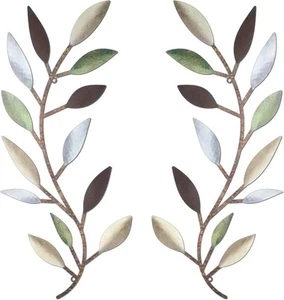Zhengmy 2 Pieces Metal Tree Leaf Wall Decor Vine Olive Branch Colorful - Picture 1 of 6