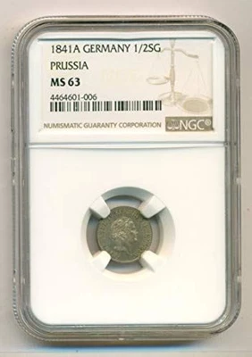 Germany States Prussia Friedrich Wilhelm IV 1841 A 1/2 Silver Groschen MS63 NGC - Image 1 of 4