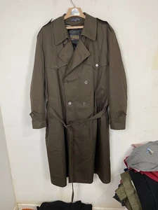 Chaps Ralph Lauren Mens Trench Coat 48R Olive Green Double Breasted Wool Lined - Picture 1 of 9