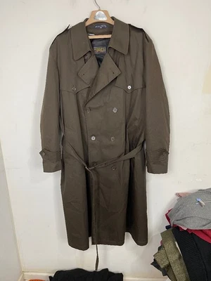 Chaps Ralph Lauren Mens Trench Coat 48R Olive Green Double Breasted Wool Lined - Image 1 of 4