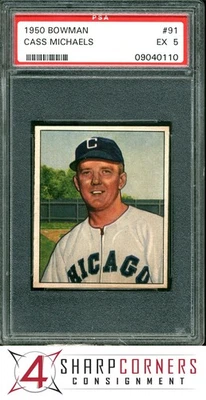 1950 BOWMAN #91 CASS MICHAELS WHITE SOX PSA 5 - Image 1 of 2