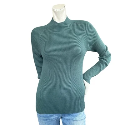 Suéter Boden Acanalado Calce Ajustado Verde Simulado Cuello Alto Manga Larga 100% Algodón EE. UU. 6 Foto 1 de 4