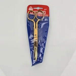 2 Claveles Gold Toledo Spain Etched 6" Embroidery Scissors Vintage - Picture 1 of 8