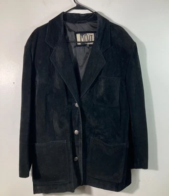 Mujer Años 90 Winlet Gamuza Utilidad Tareas Chaqueta Forrada M Cuero Negro Nailon Tafetán Foto 1 de 4