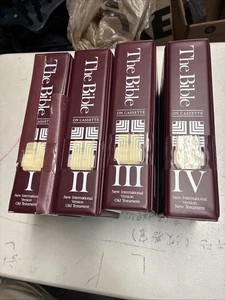 THE BIBLE on CASSETTE New International Version COMPLETE SET ex-library 4 VOLUME - Picture 1 of 24