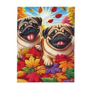 Pugs in the Fall - Arctic Fleece Blanket - Picture 1 of 19