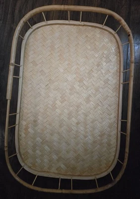 2 Vintage Rattan Serving TV Trays, Woven Wicker Bamboo 19"x12" - Image 1 of 4