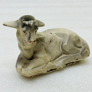 VTG‼ Fontanini? Paper Mache Chalkware Nativity 3.5" LAMB SHEEP Figure Italy • G‼ - Picture 1 of 6