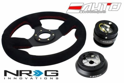 Volante NRG 320mm 1.5" Deep Race Gamuza Rojo St con Buje 120H Gen2 Lanzamiento BK Foto 1 de 4