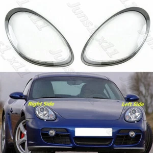 2PCS Front Headlight Lens Housing+Glue For Porsche Boxster Cayman 987 2005-08 ` - Picture 1 of 10