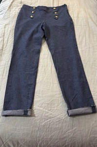 Banana Republic Sloan Mariner Sailor Pants Women's Size 10 Blue Cotton Blend - Picture 1 of 7
