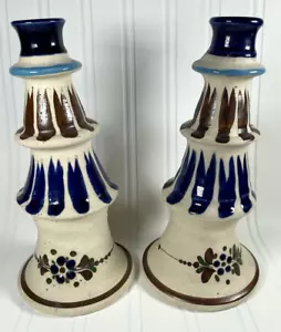 Tonala Mexican Studio Pottery Candle Holders Vintage Sandstone Pair - Picture 1 of 5