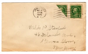 US Scott Type A 155 Two One Cent Franklins Bisect Stamps Jamestown New York - Bild 1 von 3