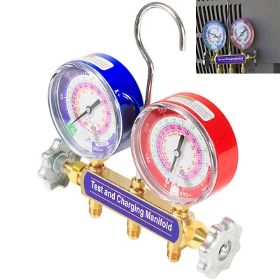 "42001 colector de carga de 2 válvulas y prueba, medidor de colector de aire acondicionado con 3-1/8""" Foto 1 de 4