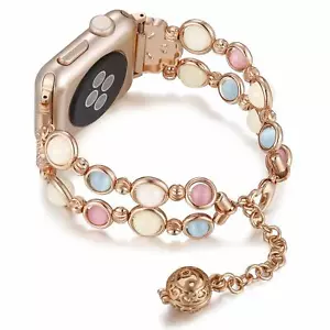 Lady Bling Pearl Watch Band Strap Bracelet For Apple Watch Series 7/6/5/4/3/2/1  - Picture 1 of 6