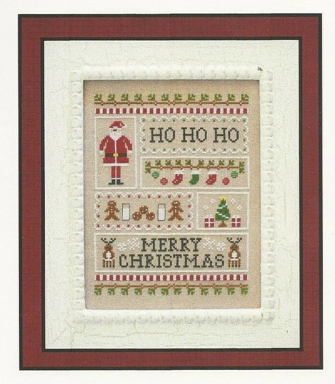 SANTA'S SAMPLER-- Merry Christmas--Country Cottage--Counted Cross Stitch Pattern Foto 1 de 1