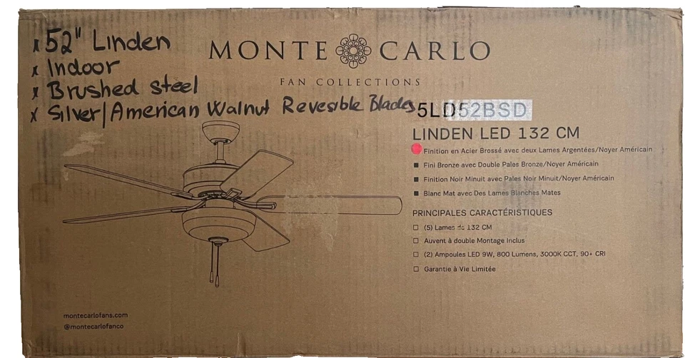 Gen. Lighting Linden - 52 LED Ceiling Fan, Brushed Steel - 5LD52BSD - Image 1 of 1