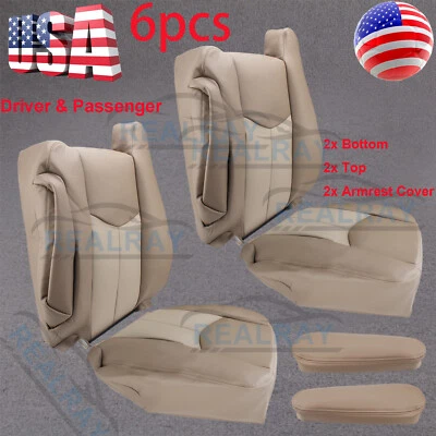 For 2003 2004 2005 2006 GMC Yukon Denali Front Back & Bottom Seat Cover Tan - Image 1 of 4