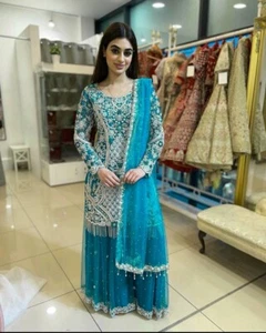 Blusa Lehnga India Paquistaní Novia Lehenga Choli Bollywood Diseñador Boda 1 - Imagen 1 de 1