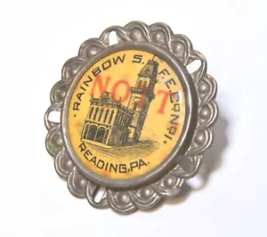 VINTAGE RAINBOW S. F.E CO. No.1 READING PA. FIREMAN FIRE FIGHTER PINBACK BUTTON - Picture 1 of 4