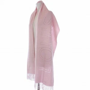 LOUIS VUITTON 100% Cashmere Pink Scarf Echarpe Perforated Spell Out 401552 VGC - Picture 1 of 11