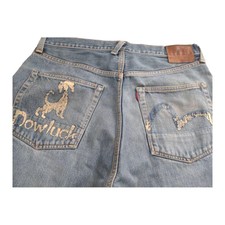 Denim Jeans EVISU 2000 No2 JEANS DOWLUCK DENIM Leather Patch Japan W32 Inseam:33